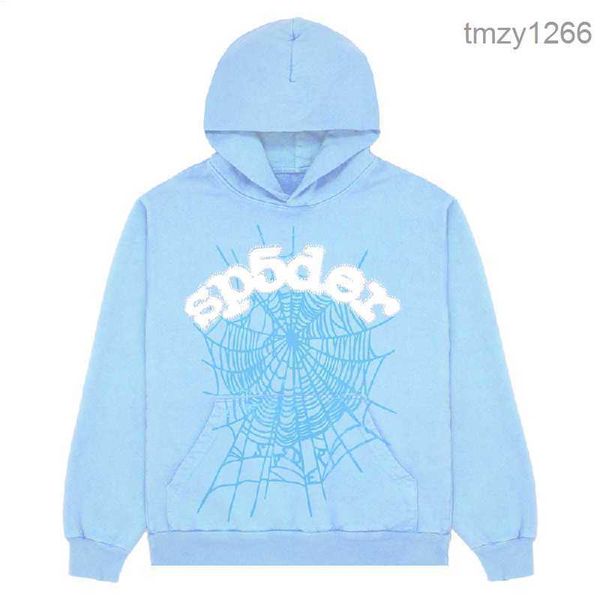 Felpe con cappuccio Spider da uomo 2023 Sky Blue Sp5der Uomo Donna 1 Hip Hop Young Thug Sp5ider Felpe con cappuccio World Wide 555555 Print Pullover Rcjt001 3PAK