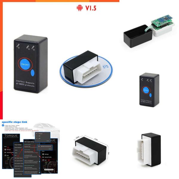 Auto Neu Neu 2021 Neuer ELM327 V1.5 OBD2 Chip und Bluetooth Reader J1850 Power On/Off 12V OBDII Scanner Konversationstool Vergleichbarkeit