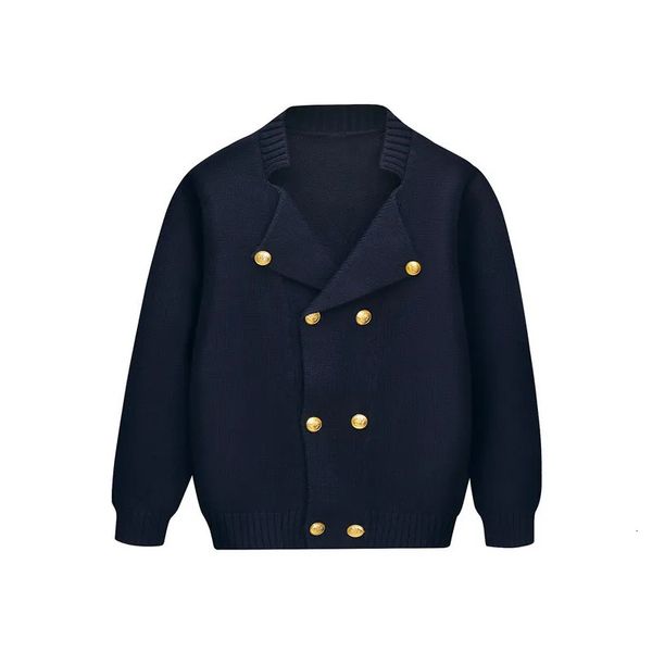 Arrivo Cardigan lavorato a maglia per ragazzi Cappotti doppiopetto stile Inghilterra Primavera Autunno Blu navy Uniforme per adolescenti Maglione per ragazze 231226