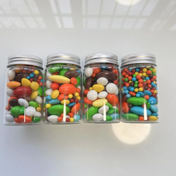 Бутылки для хранения, серебряная завинчивающаяся крышка, стеклянные банки 33, 47, 80 мм, 90 мл, пробирка, герметичный контейнер для конфет, пустая кухня