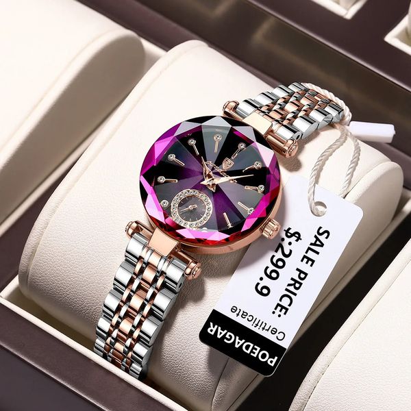 Poedagar Luxury Watches for Ladies Top Brand Aço inoxidável Quartz de quartzo feminino Relogio feminino Girl Gift Box 231227