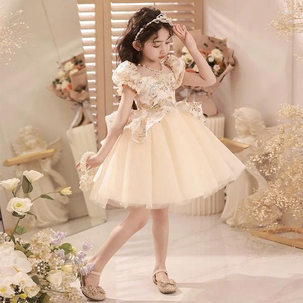 Abiti da ragazza 2023 Abito reale spagnolo Bambini Battesimo di compleanno per bambini Eleganti abiti floreali ragazze boutique party Vestidos