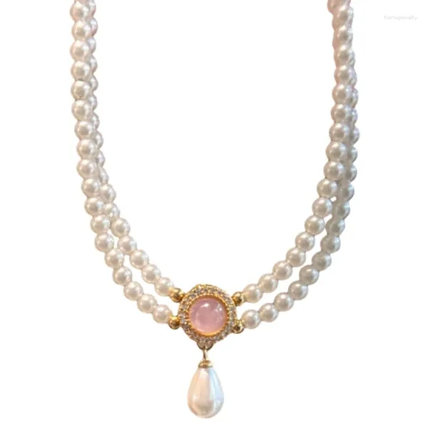 Ketten e0bf zierlich rosa Kragen Halskette Accessoire Elegante Perlen Perlen Hals Schmuckschmuck für tägliche Verschleißdaten Partys