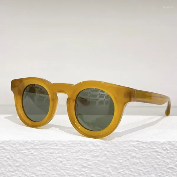 Sonnenbrille Vintage verdicktes Acetat rund schwarz weiß klassische Männer Mode Brillen Frauen Gläser mit Fall