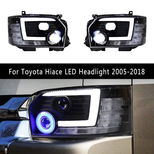 Für Toyota Hiace LED Scheinwerfer 05-18 Auto Zubehör Auto Teil DRL Tagfahrlicht Dynamische Streamer Blinker anzeige Vordere Lampe