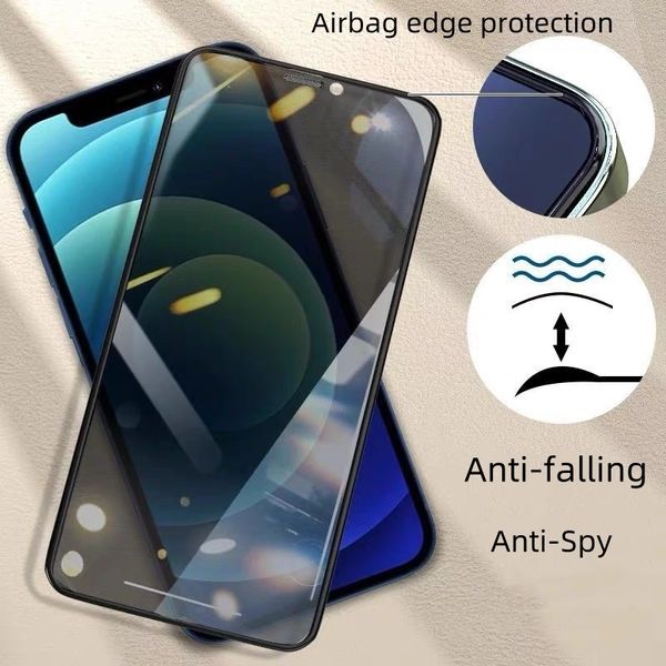 Airgag Edge kolay kurulum ile iOS 15 Pro Temperli Cam Film için Anti-Spy Gizlilik Ekran Koruyucu