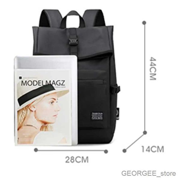 Laptop -Koffer Rucksack Black Rucksack Korean Style High School Kollegen Satchel -Taschen für Jungen Rolltop wasserdichte Nylon Daily Travel Laptop Back Packs