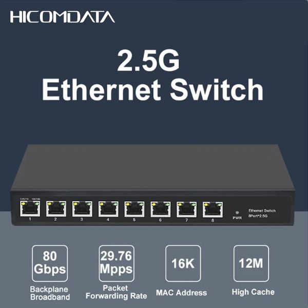 HICOMDATA 5-Ports 2,5G RJ45 Ethernet-Netzwerk-Switch