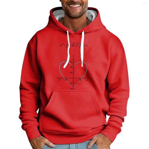 Herren Hoodies Valentinstag Männer lose Kapuze Sweatshirt Casual Fashion Sport Fun Math Formel Druckpullover fest