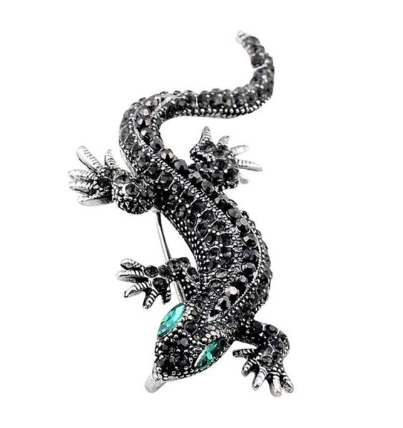 Pins Broches Pins Hagedis Broche Voor Women039s Shirt Schattig Zilver Geschenken Mode-sieraden Metalen Pin Set Emaille Strass Gecko W3024178