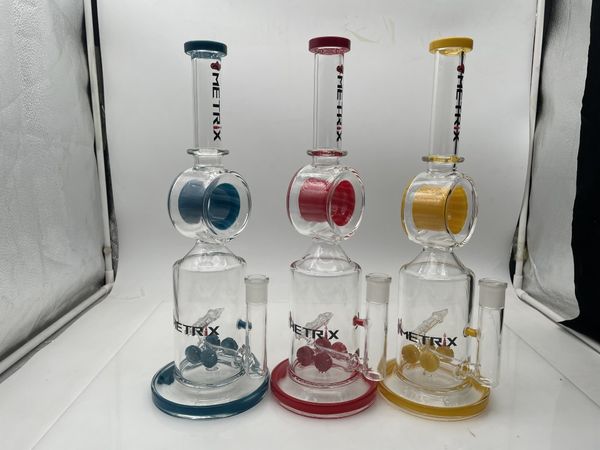 10-дюймовый стеклянный кальян Recycler Bong, 4 цвета, перколятор, высокий тяжелый резервуар, 14 мм, шарнир с чашей