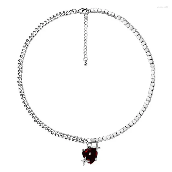 Anhänger Halsketten Eetit Persönlichkeit Schwarz Rot Glas Liebe Herz Choker Halskette Für Frauen Vintage Chic Zink-legierung Charme Schmuck Großhandel