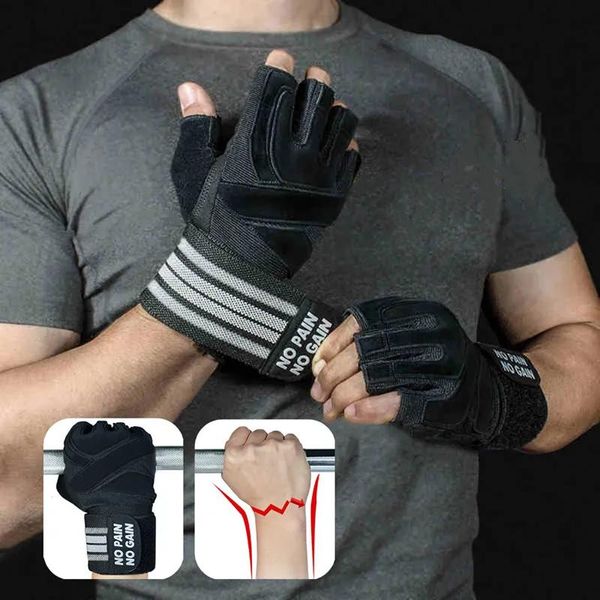 Luvas Luvas esportivas Levantamento de peso com suporte de pulso para exercícios pesados Body Building Gym Training Fitness Handschuhe Workout Crossfit 2