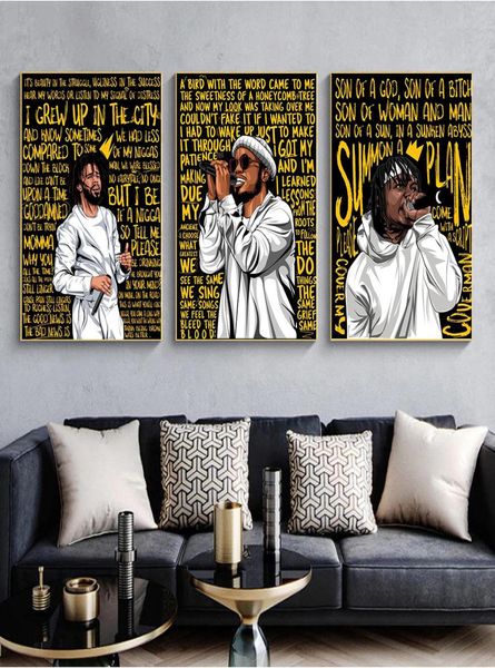 Rappers J Cole Anderson Paak Music Singer Art Prints Canvas pintando moda moda Hip Hop Star Poster Bedroom Wall Wall Home Decor3667750