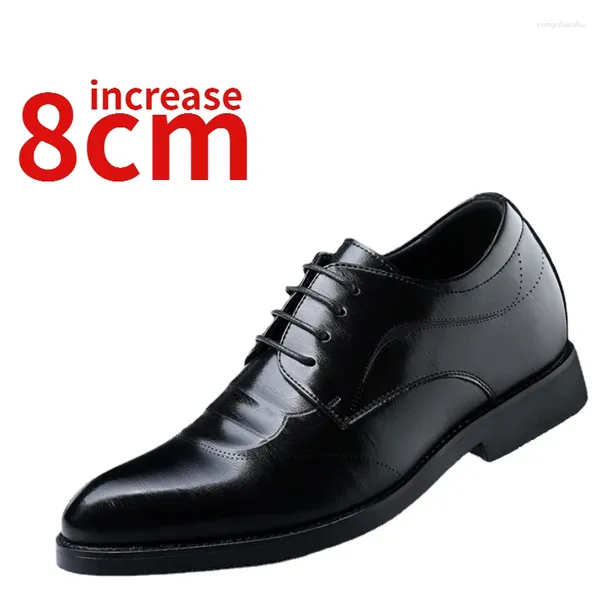 Sapatos de vestido Invisível Aumentando Sapato Casamento Derby para Homens 6cm 8cm Couro Genuíno Respirável Negócios Confortáveis Homens