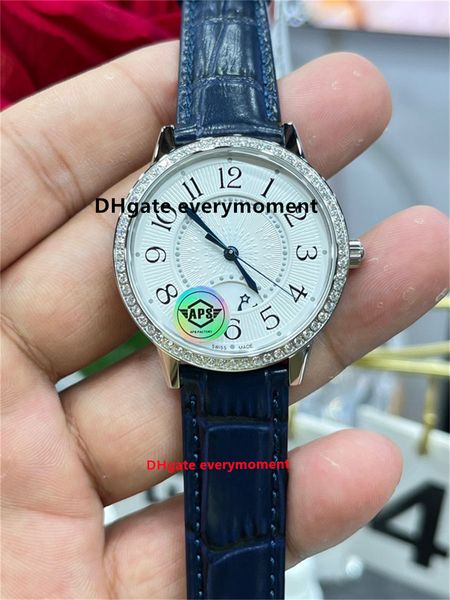 Orologio con data Orologi da donna APS Factory 34mm 967A Movimento meccanico automatico Quadrante bianco 904L ZaffiroSet con diamanti Cinturino in caucciù Orologi da polso subacquei-46