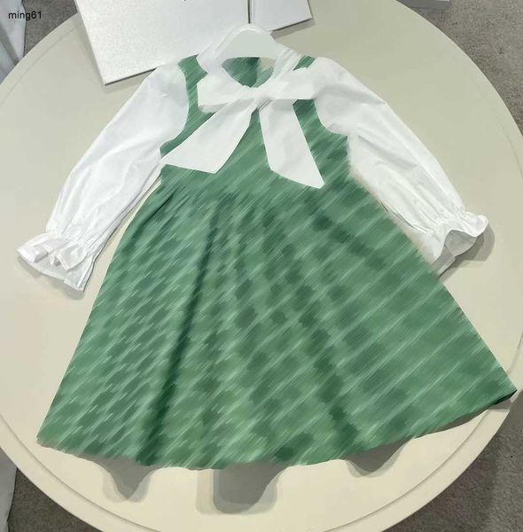 Marca vestidos de bebê de alta qualidade saia da menina tamanho 110-160 lapela vestido criança laço branco vestido da criança dec20