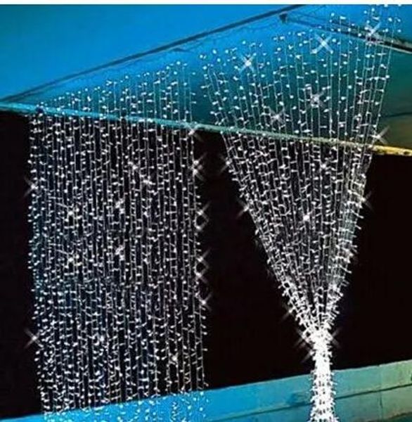 Strings 280 LED-gordijnlicht 3m * 2m 110 220V Kerst Kerstmis Buiten LED-slingers Kerstverlichting Bruiloft Decoratie Lampen au eu us uk pl