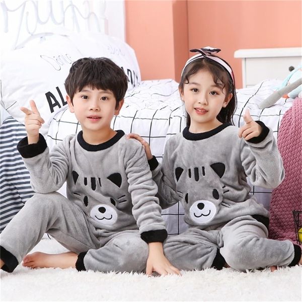 2023 Pigiama in pile per bambini Caldo pigiama in flanella Ragazze Ragazzo Indumenti da letto Corallo Pigiama per bambini Homewear Pigiama invernale 231226