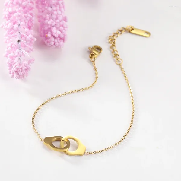 Braccialetti a maglie Manette a portata di mano Bracciale con ciondoli color oro in acciaio inossidabile per donne Uomini Amanti Gioielli alla moda Regali romantici di San Valentino