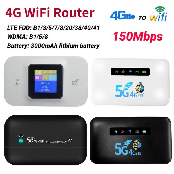 Roteadores Roteadores 4G5G Roteador LTE Sem Fio 150Ms Bolso Portátil WiFi Colorido Display LCD Cartão SIM WIFI Local Móvel Builtin 3000mAh Bateria 23