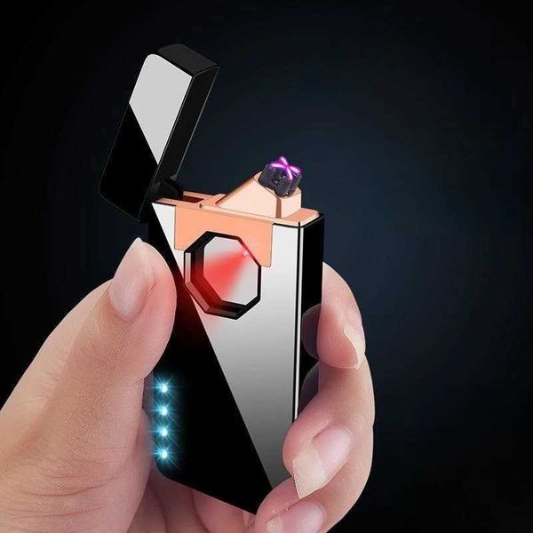 Metal Electric Lazer İndüksiyon Igniton Çift ARC Daha Çakır USB Şarj Rüzgar Proof Flameless Portable Puro Çakmak Erkek Hediyeleri
