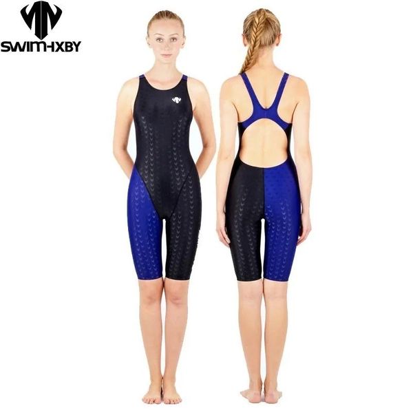 Wear Hxby Swimwear Meninas Corrida Maiôs Sharkskin Profissional Joelho One Piece Competição Maiôs One Piece