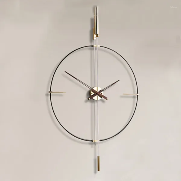 Настенные часы, золотые, черные, минималистичные часы, уникальный подвесной дизайн, большой маятник, креативный декор, Para El Hogar, домашний декор
