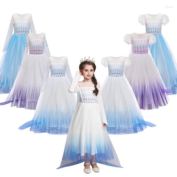 Платья для девочек, летнее платье, детский карнавальный костюм для От 3 до 12 лет, детская нарядная одежда для девочек со снежинками на день рождения