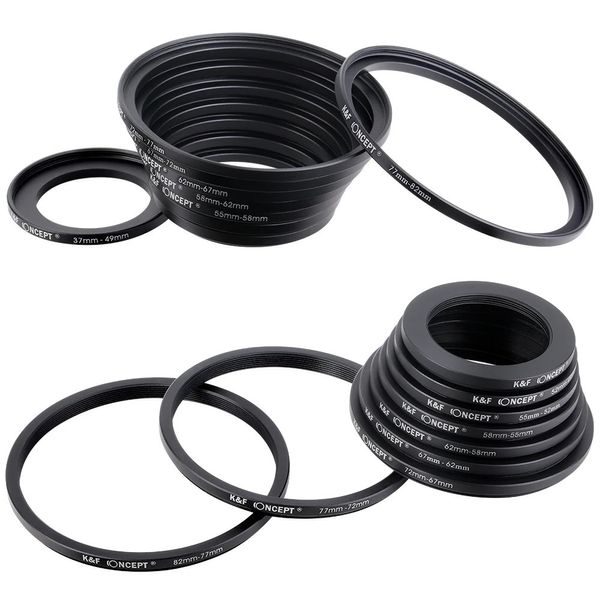 K F CONCEPT 18pcs filtro de lente de câmera conjunto de anel adaptador Step Up Down 3782mm 8237mm para ND CPL UV 231226