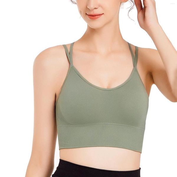 Mulheres Shapers Womens Back Sport Bras Acolchoados Strappy Cropped para Yoga Workout Fitness Baixo Impacto