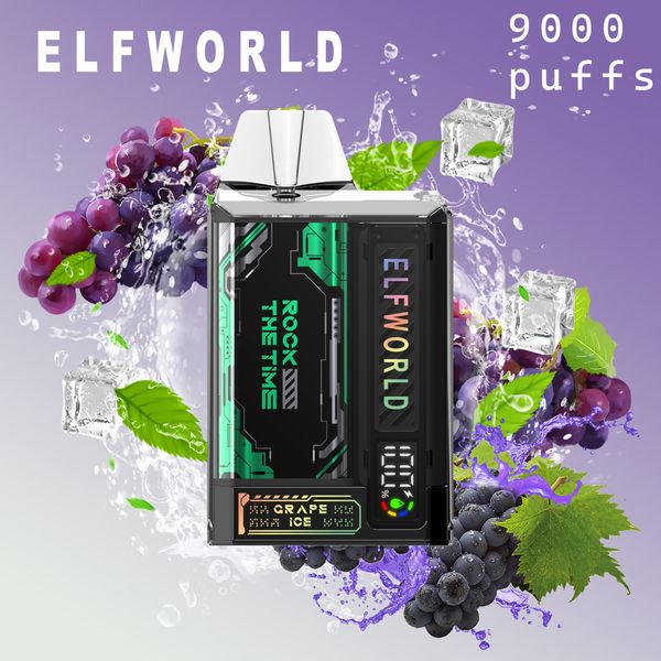 Elfworld trans 9000 buffs 10 sabores 750mAh 0%2%5%15 ml pré -enchidos na caixa de cristal visível
