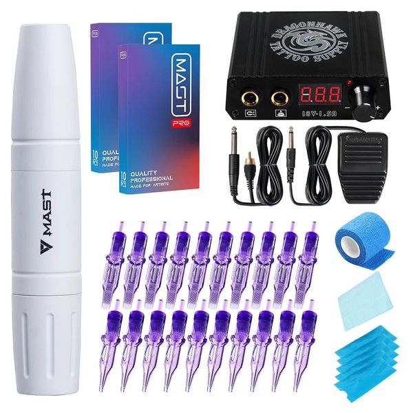 Maschine Mast Magi Makeup Rotary Rca Tattoo Hine Pen Mini LCD Netzteil Kit mit Pro Patrone Nadel Professionelle Set Zubehör