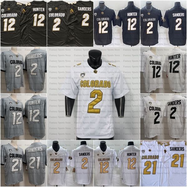 Colorado Buffaloes 21 Shilo Sanders Maglia da calcio College Travis Hunter Shedeur Sanders Maglie cucite da uomo Nuovo Grigio Nero Bianco PAC