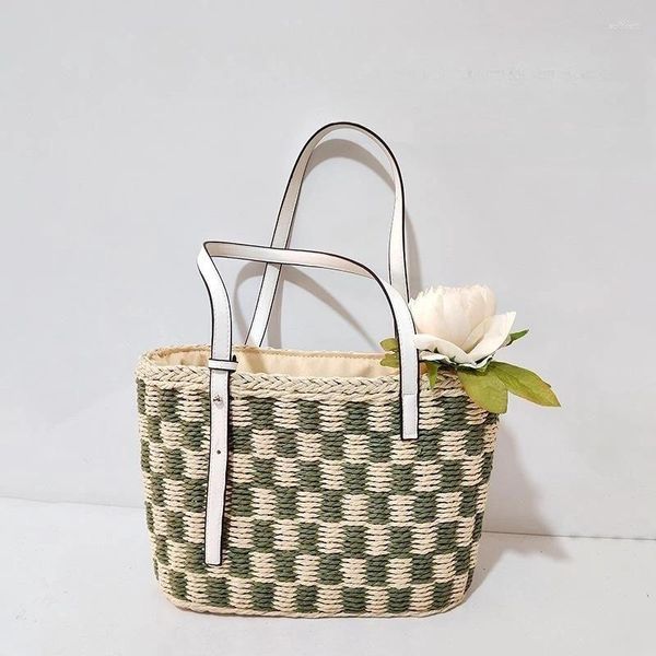 Sacchetti da sera autunno fatti a mano a strisce casual a strisce di carta per cesto intrecciato da donna spalla per borsetta piccola borsa per acquirente Bali 2023