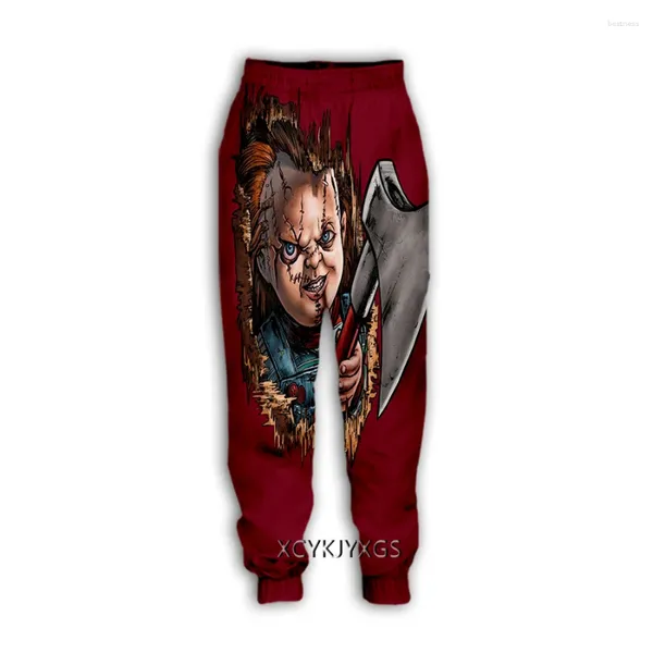 Calças masculinas Xinchenyuan Criativo Horror Chucky 3D Impressão Casual Sweatpants Calças de Jogging Retas K05