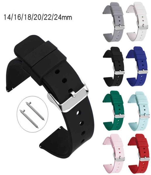 14mm 16mm 18mm 20mm 22mm 24mm Banda de silicone Strap Remada Remação Relógio Branquela para Samsung Ativo 2 Huami Huawei Smart Watch9380723