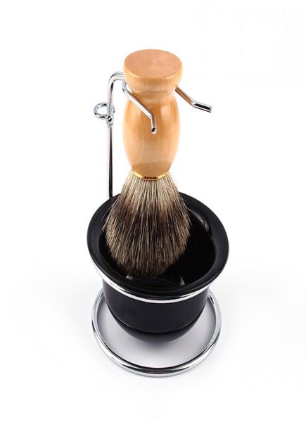 Meicoly Kit de barbear masculino durável, design de beleza, tigela, caneca, escova, saboneteira, suporte portátil, navalha de barbear, conjunto de barbeador limpo 3p1824843