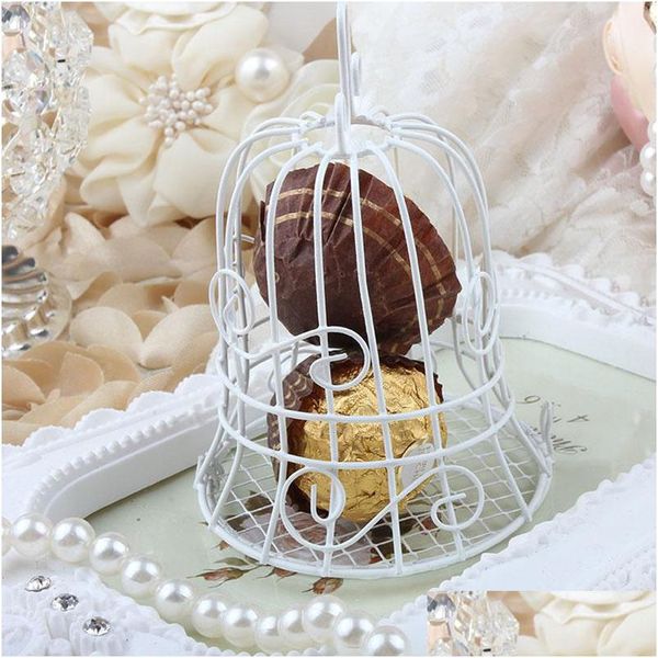 Partybevorzugung 7x7x10 cm Europäischer Stil Hochzeit Süßigkeiten Box Weiß Eisen Vogelkäfig Vogelkäfig Boxen Braut Baby Dusche Dekoration Za1302 Drop De Dhydj