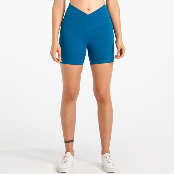 Lu Seksi Yoga Şort Yüksek Bel Kadın Spor Fitness Kısa Çıplak Defele Squat -Pro -Yoga Çalışma Gym Egzersiz Sıkıştırma Egzersiz Pantolonları 17 Molors
