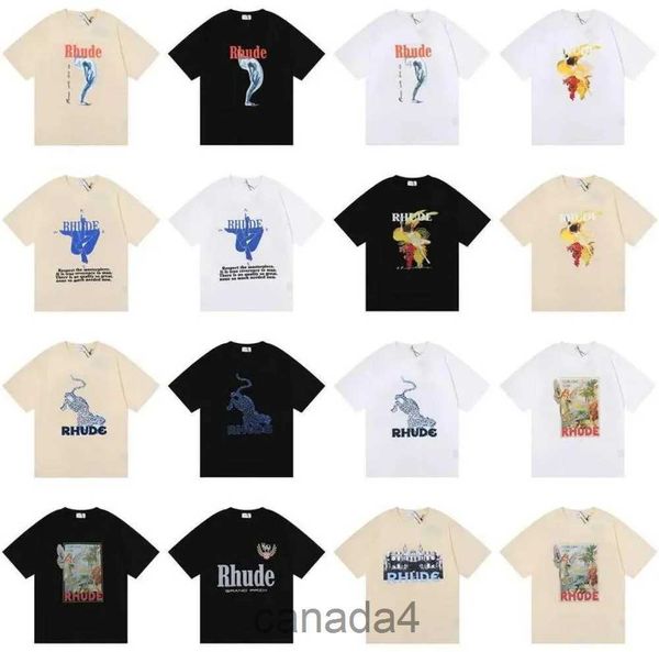 23ss Rhude Camiseta Designer Moda Roupas Tees Hip Hop Periquito Long Tailed Parrot Imprimir High Street Casual Versátil Manga Curta Camisetas Homens Mulheres Stre GNV6