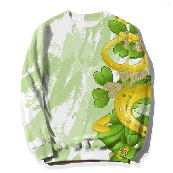 T-shirt da uomo Uomo St. Patrick's Day Flag Stampa T-shirt Autunno Primavera Moda Girocollo Manica lunga Pullover Casual Vacanza Festival