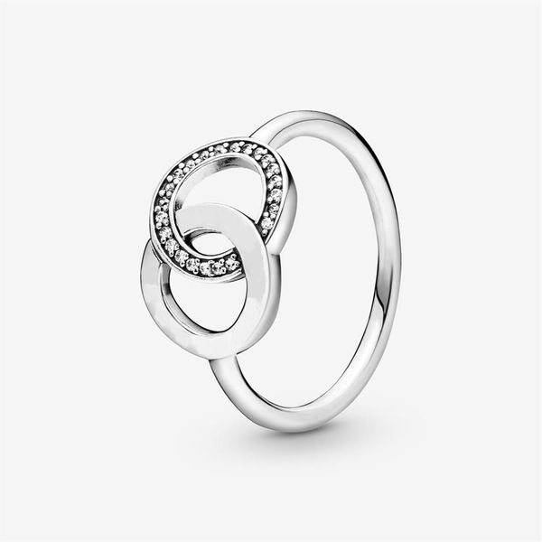 Anello scintillante in argento sterling Nuovo Brand 925 con cerchi intrecciati per anelli da matrimonio da donna gioielli di moda 233G