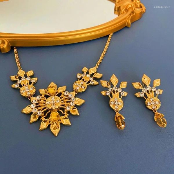 Pendenti orecchini geometrici di fiore in lega antage vintage con diamante