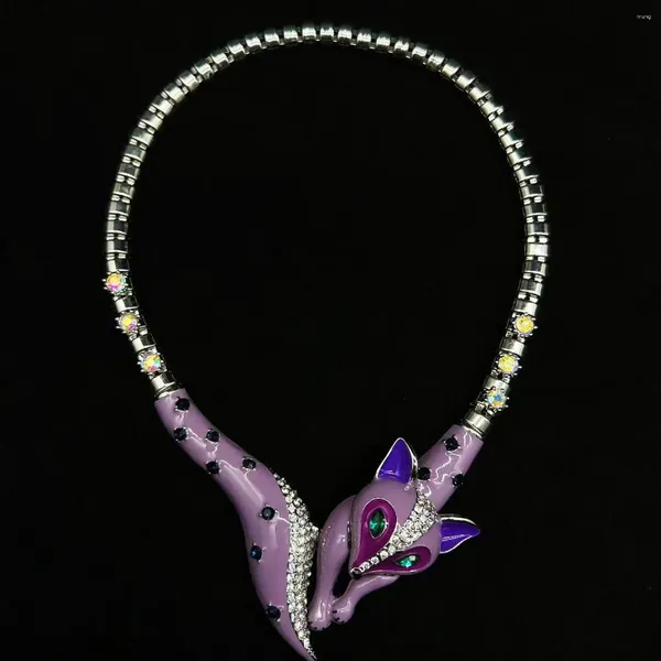 Колье высокого класса, роскошное фиолетовое ожерелье, изысканное модное ожерелье ручной работы с яркими стразами, блестящие женские банкетные украшения