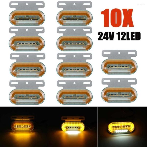 Tüm Arazi Tekerlekleri 10 PCS 24V 12 LED Kamyon Yan İşaretçi Araç Harici Işıklar Sinyal Gösterge Lambası Uyarı Tail Işık 3 Mod Römork Kamyonu