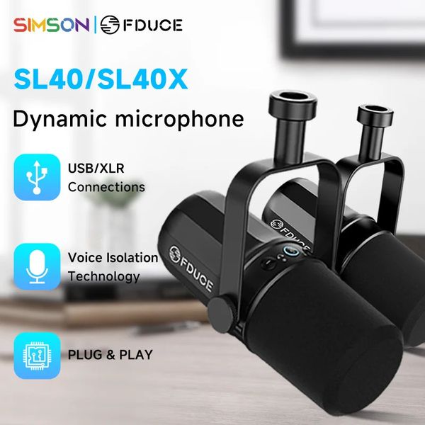 FDUCE SL40XSL40 USBXLR динамический микрофон со встроенной гарнитурой, звукоизоляция для подкастов, игр, прямая трансляция 231228