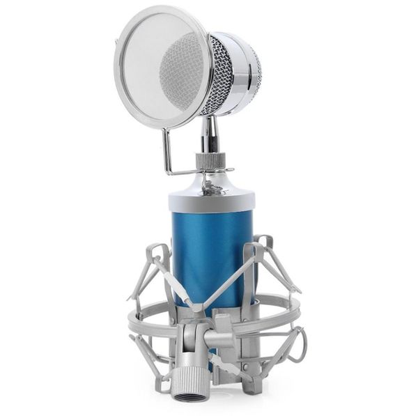 2017 BM8000 Professional Sound Studio Recording Microfono a condensatore cablato Supporto per supporto con spina da 35 mm Filtro anti-pop per KTV Karaoke8833748