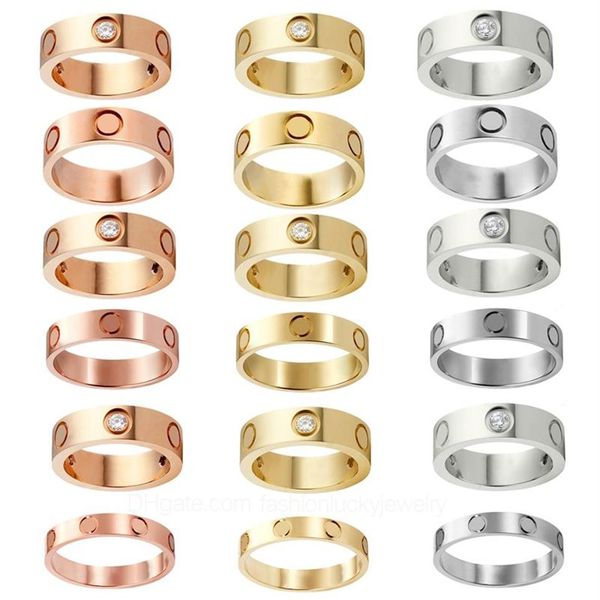 Moda lüks elmas yüzük tasarımcısı mücevher kendini sevgi ring gül altın vidalı paslanmaz çelik 3 elmas 2106 için erkek nişan yüzükleri