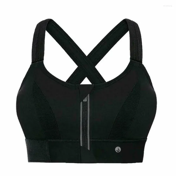 Frauen Tanks hoher Impact Front Reißverschluss Verstellbar verstellbare Gurte gepolsterte schwarze Sportbra gepolstert